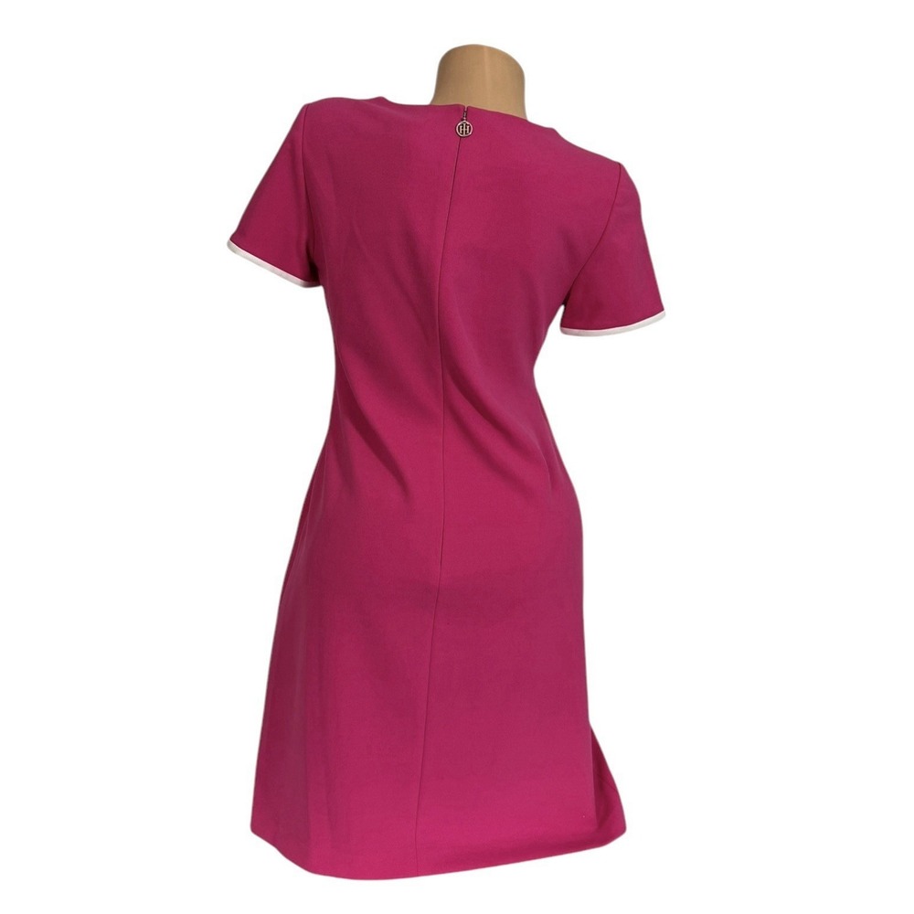 Tommy Hilfiger Womens Size 4 Knee Length Dress Pink Short Sleeve Faux Pocket - Picture 5 of 8